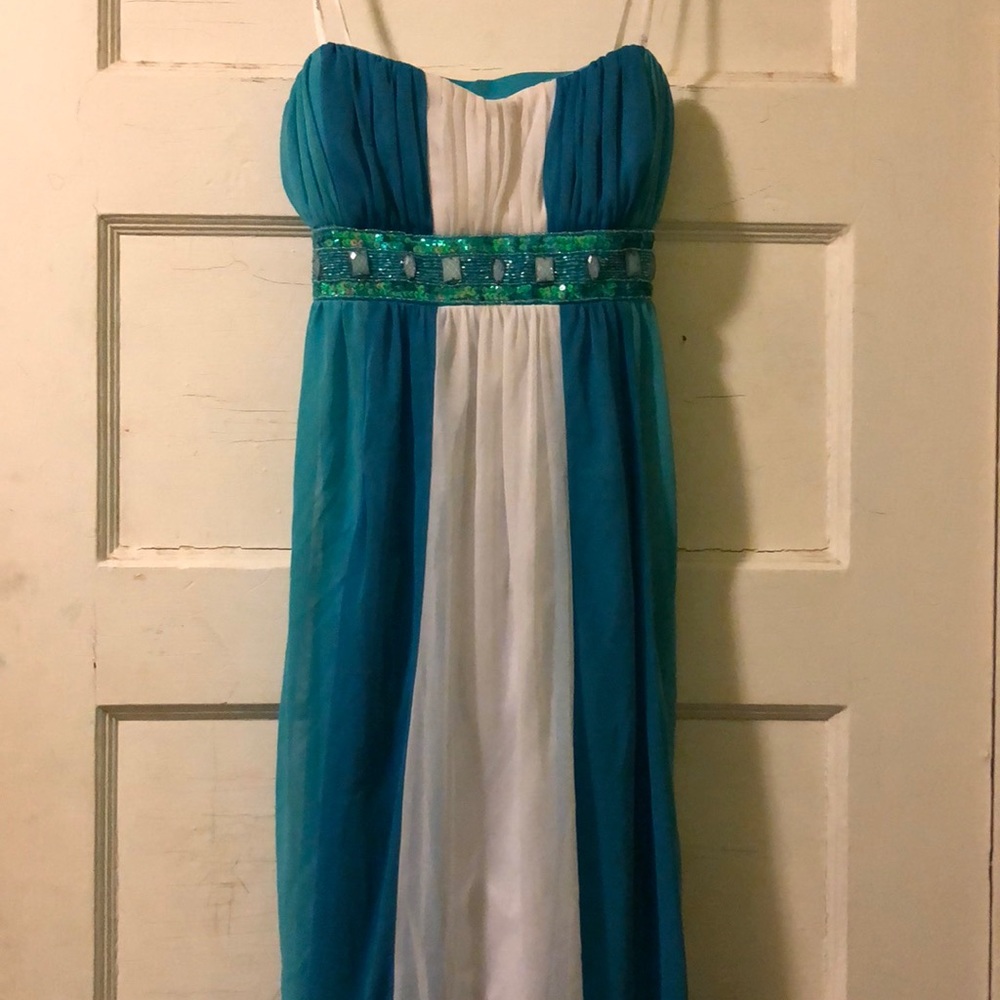 Intrigue Blue and White Dress
